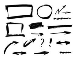 Various sketchy Doodle Arrows, Shapes and Objects vector