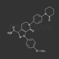 apixabán molecular esquelético químico fórmula vector