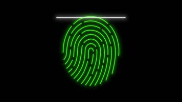 fingeravtryck scanner animering på grön skärm bakgrund. digital scanner för fingeravtryck verifiering tillgång Lösenord analys 4k upplösning video
