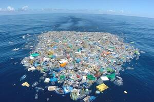 AI generated Plastic pollution from waste single use plastic professional photography photo