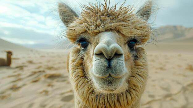 AI generated Close Up of Llama in Desert photo