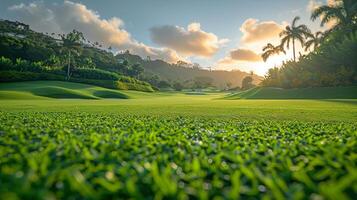 AI generated Lush Golf Course With Palm Trees photo