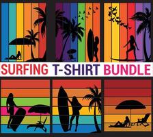 Surfing T-shirt Design Bundle vector