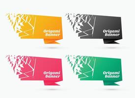 bursting style origami banner template set design vector