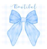 Trendy Blue Coquette bow Watercolor hand painting Bowtiful vector