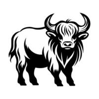 black vector yak icon isolated on white background