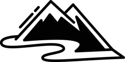 snowy mountain glyph and line vector illustration