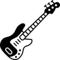 bajo guitarra glifo y línea vector ilustración