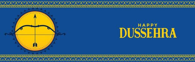 Happy dussehra festival blue banner with bow and arrow vector