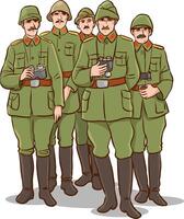 vector illustration of soldiers in the second world war.Drawings of Mustafa Kemal Ataturk in military uniform.turkish liberation war vector illustration