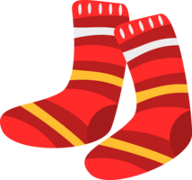 Paar von rot Socken mit Gelb Streifen. geeignet zum Mode Blogs, Kleidung Anzeige, und Socke Produkt Entwürfe. png