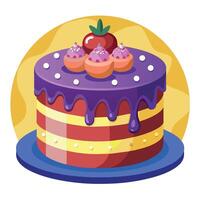 Beautiful colorful image of a birthday cake. cake with candles on it vector