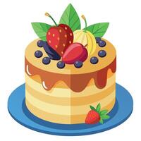 Beautiful colorful image of a birthday cake. cake with candles on it vector