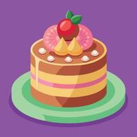 Beautiful colorful image of a birthday cake. cake with candles on it vector