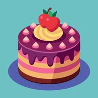 Beautiful colorful image of a birthday cake. cake with candles on it vector