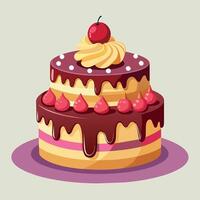 Beautiful colorful image of a birthday cake. cake with candles on it vector