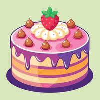 Beautiful colorful image of a birthday cake. cake with candles on it vector