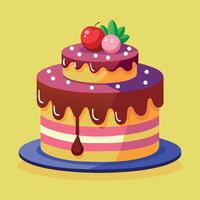 Beautiful colorful image of a birthday cake. cake with candles on it vector