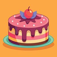 Beautiful colorful image of a birthday cake. cake with candles on it vector