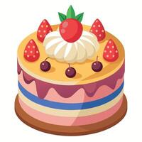 Beautiful colorful image of a birthday cake. cake with candles on it vector