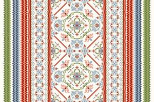 Geometric ethnic oriental pattern vector illustration.floral pixel art embroidery on white background,Aztec style,abstract background.design for texture,fabric,clothing,wrapping,decoration,scarf,print