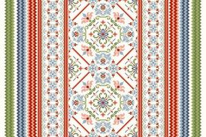 Geometric ethnic oriental pattern vector illustration.floral pixel art embroidery on white background,Aztec style,abstract background.design for texture,fabric,clothing,wrapping,decoration,scarf,print