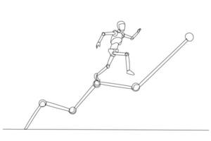 line drawing of a humanoid robot. It run on connected lines that illustrates balance, agility, and movement in robotics advancement vector