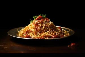 AI generated Spaghetti Bolognese. Generate AI photo