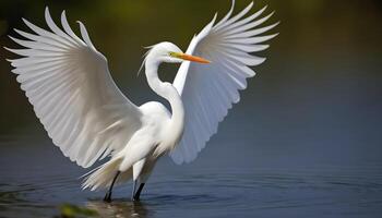 AI generated Great White Egret bird Stock Photo,Egret bird photography.Wildlife Photography, photo