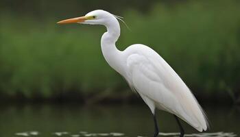 AI generated Great White Egret bird Stock Photo,Egret bird photography.Wildlife Photography, photo