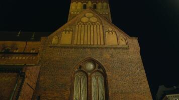 Twilight Majesty. Medieval Riga Dome Cathedral Illuminated at Midnight video