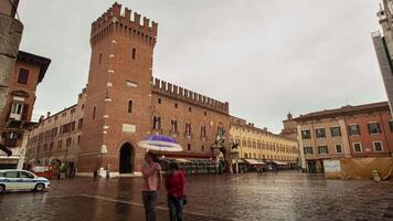 FERRARA ITALY 30 JULY 2020 Time Lapse of the View of Piazza del Municipio in Ferrara in Italy video