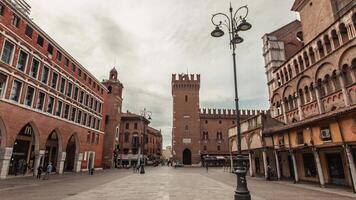 FERRARA ITALY 30 JULY 2020 Hyper Lapse of Trento Trieste square view in Ferrrara in Italy video