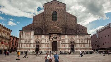 Time lapse of the view of San petronio church in Bologna Italy 4k footgae video
