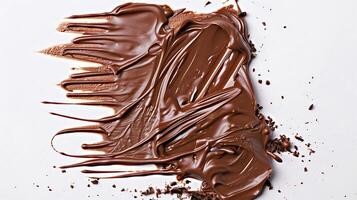 AI generated Liquid chocolate spread and blobbed on a white surface photo