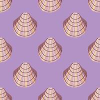 Sea shells vector seamless pattern, mollusks. Flat illustration of seashell.