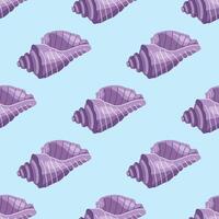 Sea shells vector seamless pattern, mollusks. Flat illustration of seashell.