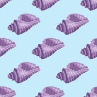 Sea shells vector seamless pattern, mollusks. Flat illustration of seashell.