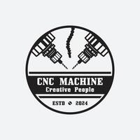 CNC Lathe machine Logo Computer Numerical Control modern 3D cutting technology design manufacturing industry cutting. This logo is ideal for cnc cutting maschines, woodworking industry, and similar. vector