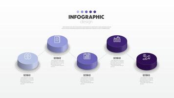 Vector cylender timeline for infographics template diagrams, graphs, presentations and business concept charts with 5 options.