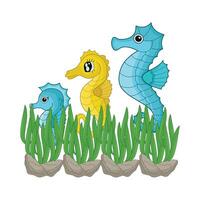 illustration of seahorse family vector