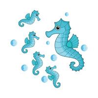 illustration of seahorse family vector