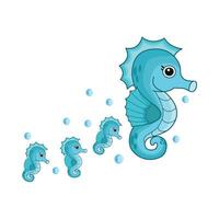 illustration of seahorse family vector