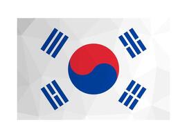 Vector isolated illustration. National south korean flag. Official symbol of Republic of Korea, Taegukgi. Creative design in low poly style with triangular shapes. Gradient effect.