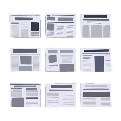 financial newspaper set cartoon vector illustration