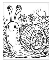 AI generated snail coloring page for kids vector