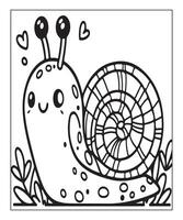 AI generated snail coloring page for kids vector