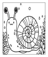 AI generated snail coloring page for kids vector