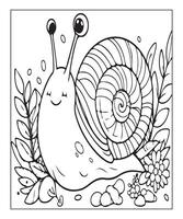 AI generated snail coloring page for kids vector