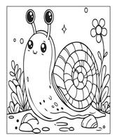 AI generated snail coloring page for kids vector